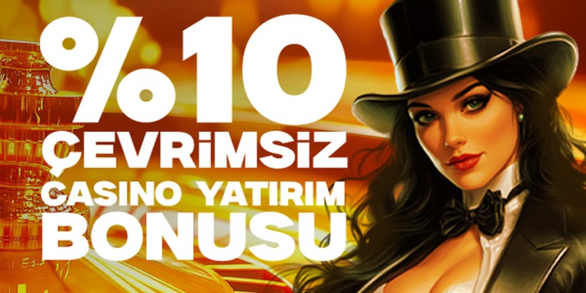 %10 Çevrimsiz Casino Yatırım Bonusu — VDCasino promosyon görseli